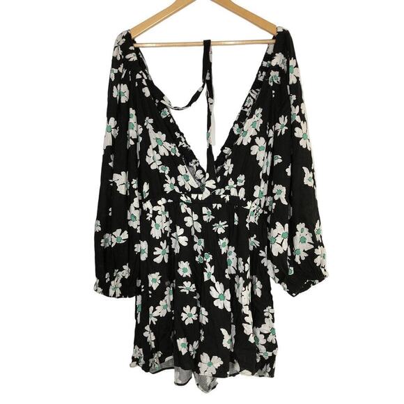 Topshop Romper Elasticated Channel Long Sleeve Tie Keyhole Back Multi Floral 12 - Picture 5 of 12